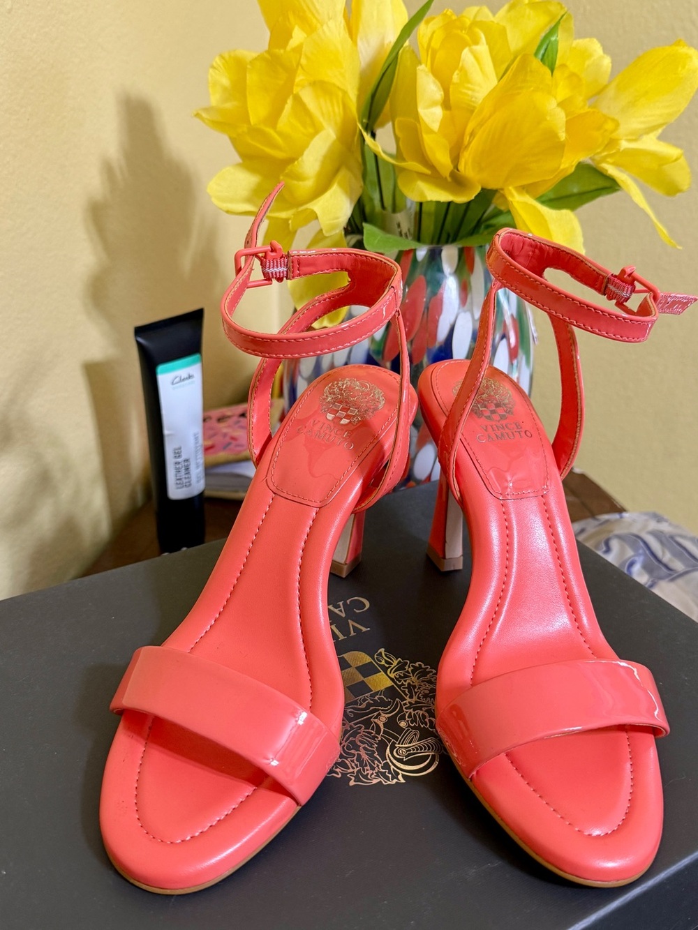 Vince Camuto Coral Patent Ankle-Strap Stiletto Heels